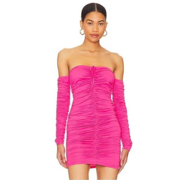 NWT More To Come Shanice Ruched Mini Dress in Pink Revolve Large - Picture 1 of 12